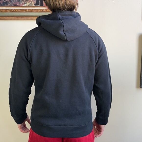 Men’s Reebok Black Pullover Hoodie with Logos and Kangaroo Pocket (Medium) - Picture 8 of 16